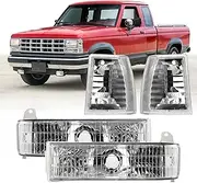 USR 89-92 Ranger PickUp Front Signal Lights – Corner Lamps (Left + Right) 4pc Set - Compatible with 1989-1992 Ford Ranger Truck and 91-94 Explorer SUV (CRYSTAL CLEAR CORNER and TURN SIGNAL LIGHTS)