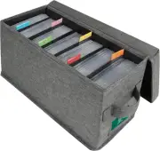 CD Storage Box with Lid, Practical Case Holder Organizer with Index Labels, 14.