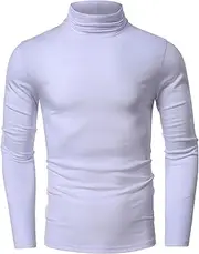 [Maiyifu-GJ] Men's Long Sleeve Slim Fit Turtleneck Shirts Stretch Pullover Designed Undershirt Casual Lightweight Basic T Shirt