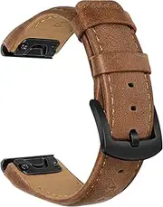 TRUMiRR Watch Band for Fenix 6/6 Pro / 6 Sapphire/Fenix 5/5 Plus, 22mm Quick Easy Fit Watchband Genuine Cowhide Leather Strap for Garmin Instinct/Forerunner 935 945