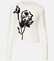 [Erdem] Erdem Embroidered alpaca and wool-blend sweater AU 16 white