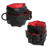 Kink Leather Submissive Accessories Ankle Restraint Black/Red Doc Johnson