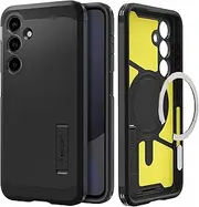 [Spigen] Tough Armor MagFit for Samsung Galaxy S24 FE Case, Compatible with MagSafe Magnetic Ring, Extreme Impact Foam Technology Heavy Duty Shock Absorption Raised Edge Hard Kickstand Cover - Black