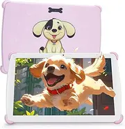 Ruufuuxy Kids Tablet, Android 13 10 Inch, 4GB RAM, 64GB ROM, WiFi 6, 5000mAh Battery, GMS, Camera 2.0MP + 5.0MP (Pink)