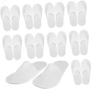 Healeved 12 Set Disposable Slippers Spa Non-skid Coral Fleece Universal Size White