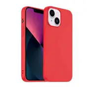 For Apple iPhone 13 Silicone Silky Soft Case with Microfiber TPU Ultra Slim Anti Scratch Shockproof Cover (Red)
