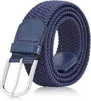 [JASGOOD] Mens Belt-Elastic Braided Stretch Belt with Covered Leather Buckle for Jeans Woven Trouser Belts for Men and Women
