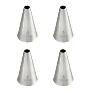 4x Mondo Stainless Steel #8 Round Piping Tip Icing Cake Decorating Nozzle Silver