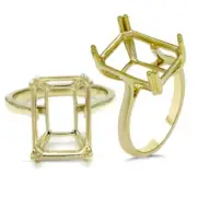 Emerald Cut 14x10mm Solitaire Ring Semi Mount In 14k Yellow Gold (53443)