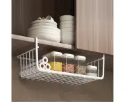 Under Shelf Storage Basket Multipurpose All Metal Under Shelf Wire Basket for Kitchen Office Pantry Desk Bookshelf L White