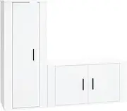 2 Piece TV Cabinet Set - High Gloss White Engineered Wood TV Unit for Living Room, Modern & Space-Saving Design, Sturdy & Scratch-Resistant