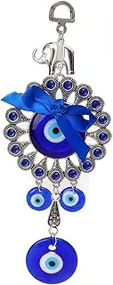 [Fdit] Blue Eye Pendant Lucky Blessing Round Glass Charm Jewelry Pendants Portable Evil Eye Hanging Ornament for Garden House Car