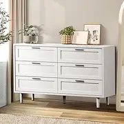 [OIKITURE] Chest of Drawers with 6 Storage Cabinet Tallboy White