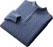 [Hamthuit] Men Zipper Collar Bottoming Shirt Knit Pullover Men's Thick Twisted Top Zipper Collar Bottoming Shirt Knit Pullover