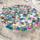 Mixed Agate Coffee Table – Handmade Gemstone Table – Luxury Stone Home Decor