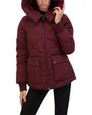 Kenneth Cole Diamond Quilted Crinkle Puffer Coat