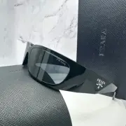New Prada Sunglasses Black Symbole Logo Wrap Mask Acetate Authentic Runway