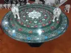 60" Green Marble Console Bar Table Top Semi Precious Inlay Art work Farmhouse De