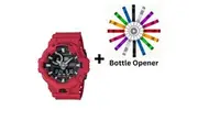 Casio G-Shock Red Analogue/Digital Mens Watch GA700-4A GA-700-4A Bottle Opener Bundle