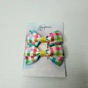Checker toddler bow clips set, baby girl Tartin hair accessory gift
