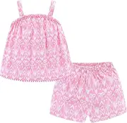 [Mud Kingdom] Girls Shorts Sets Bohemian Vintage Outfits 2 Piece Tassel Trim Elastic Waist