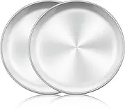 Herogo Pizza Tray Set of 2, 10 Inch Stainless Steel Pizza Pan Oven Tray, Round Pizza Tray for Oven Baking Serving Roasting, Non-Toxic & Healthy, Durable & Dishwasher Safe