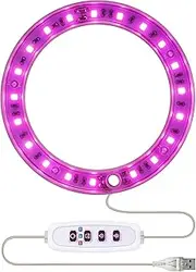 Grow Lights Full Spectrum Plant Lamp with 20 s 8H/12H/16H Timer 5 Dimmable Levels Height Adjustable USB an Ring Lamp for Succulents 1 Pack