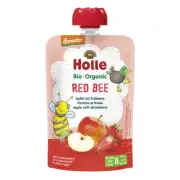 NEW Holle Red Bee Pouches - Apple with Strawberries (100g x 12)