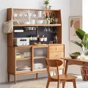 Keedy FAS-Graded Solid Cherry Wood 125cm Multifunctional Sideboard Buffet/Coffee Station Glass Display Cupboard