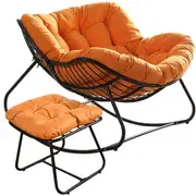 MIUZ Rocking Chair with Footstool Patio Outdoor Egg Rocking Chair Lounge Seat