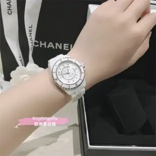 二手正品 CHANEL 香奈兒 J12 系列 白陶瓷 腕錶/石英錶 女士/手錶 33mm 38cm 手錶女生