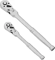 Amazon Brand – Denali 1/4-Inch (60 mm) and 3/8-Inch (95 mm) Drive 72-Tooth Flex Head Ratchet Set, 2 Pieces