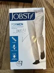 JOBST forMen Ribbed Knee High Socks Closed Toe 15-20mmHg (Black) Medium