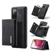 DG MING For Samsung Galaxy S20 FE Premium Trifold Wallet Leather Case With 2-in-1 Magnetic Detachable Card Holder Pocket Cover - Black