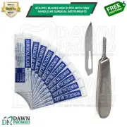 Scalpel Blades #60 10 Pcs W/Free BP Handle #8 Surgical Dental ENT Inst German Gr