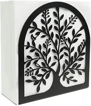 Fobule Napkin Holder for Tables, Vintage Metal Freestanding Tissue Dispenser, Black Cast Iron Vertical Tabletop Paper Napkin Holder Stand for Dinner Home Kitchen Restaurant Picnic Party (Tree of Life)