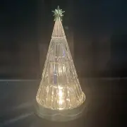Vtg Lead Crystal Lighted Holiday Tree St George Christmas Made in USA Gold Star
