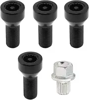 ePathChina 5pcs 36136786191 M14x1.25mm Wheel Lock Set Lug Nuts Bolt Fit for BMW Mini, I3 I8 M2 M4 F80 X2 X4 X6 with Master Key, Black Anti-Theft Wheel Stud Bolt Locks