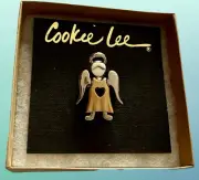 Vtg Cookie Lee Angel Pin Gold & Silver Tone 1990’s New w Tags Boxed
