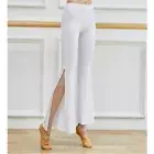 Women Modal Flare Pants Bell Bottom Trousers Side Slit Chinese Knot Dance Yoga