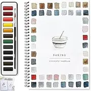 Watercolor workbook suitable for beginners, 12 color watercolor brush set, children adult teenager watercolor book, art sketch book with step-by-step instructions (Baking)