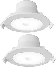 Motion Sensor Downlight FRESHIN IP44 9W Tri-Color Selection 90mm Cutout LED Ceiling Light No Hub Required, Security Downlight for Corridor, Garage, Storage Room, Balcony, etc (2 Pack)