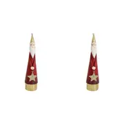 2x LVD Metal Santa w/ Star Christmas Holiday Tabletop Decoration 24.5cm Red