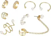 [VALICLUD] 2 Sets Pearl Ear Clip Set Non Piercing Earrings Cuff Earrings Pearls Earrings Halloween Earrings Ear Cuff Earrings for Women Trendy Pearl Clip Alloy Perforation Men and Women