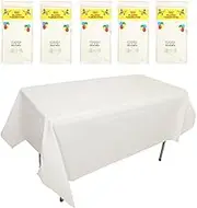 aoozleny Premium Disposable Plastic Tablecloth (54 x 72 inches), Decorative Rectangle White Table Cover for Wedding, Party, Banquet [5 Pack] (White)
