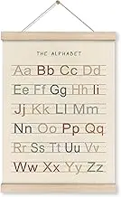 HRQKO Alphabet ABC Poster Hanger Frame, Nursery Wall Decor, Alphabet Wall Art, Boho ABC Poster Wall Art with Wooden Frames, Alphabet Banner Wall Hanging Decor for Nursery Toddler Playroom, 12x16 Inch