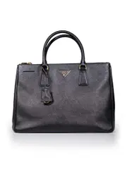 Black Saffiano Leather Double Zip Galleria Bag