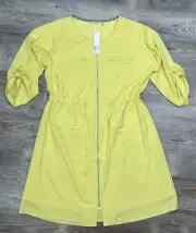 NWT Soft Surroundings Go Lively Traverse Dress Yellow Roll Tab Sleeve Sz L