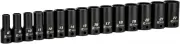 3/8 in. Drive Semi-Deep Impact Sockets Set, Metric, 8 to 22 mm, 15-Piece