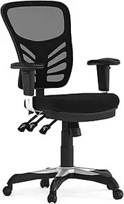 Flash Furniture Mid-Back Black Mesh Multifunction Executive Swivel Ergonomic Office Chair with Adjustable Arms